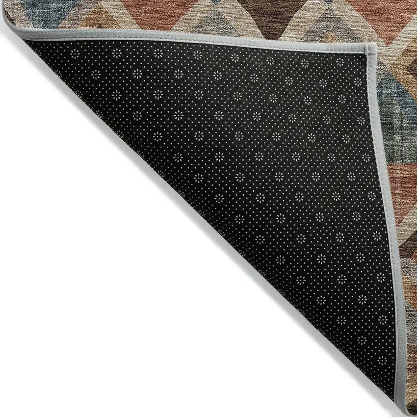 Brown Gray And Tan Geometric Washable Indoor Outdoor Area Rug Photo 3