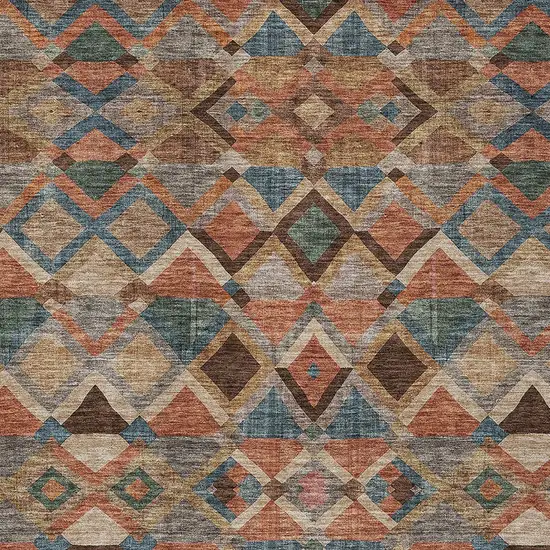 Brown Gray And Tan Geometric Washable Indoor Outdoor Area Rug Photo 5