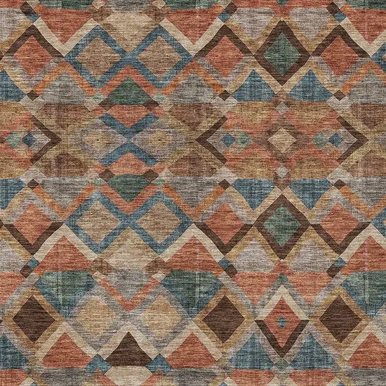 Brown Gray And Tan Geometric Washable Indoor Outdoor Area Rug Photo 5