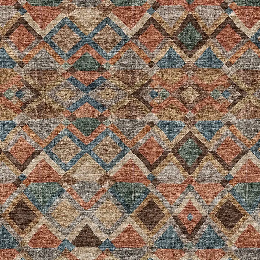 Brown Gray And Tan Geometric Washable Indoor Outdoor Area Rug Photo 5