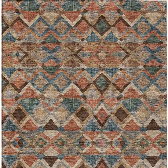 Brown Gray And Tan Geometric Washable Indoor Outdoor Area Rug Photo 7