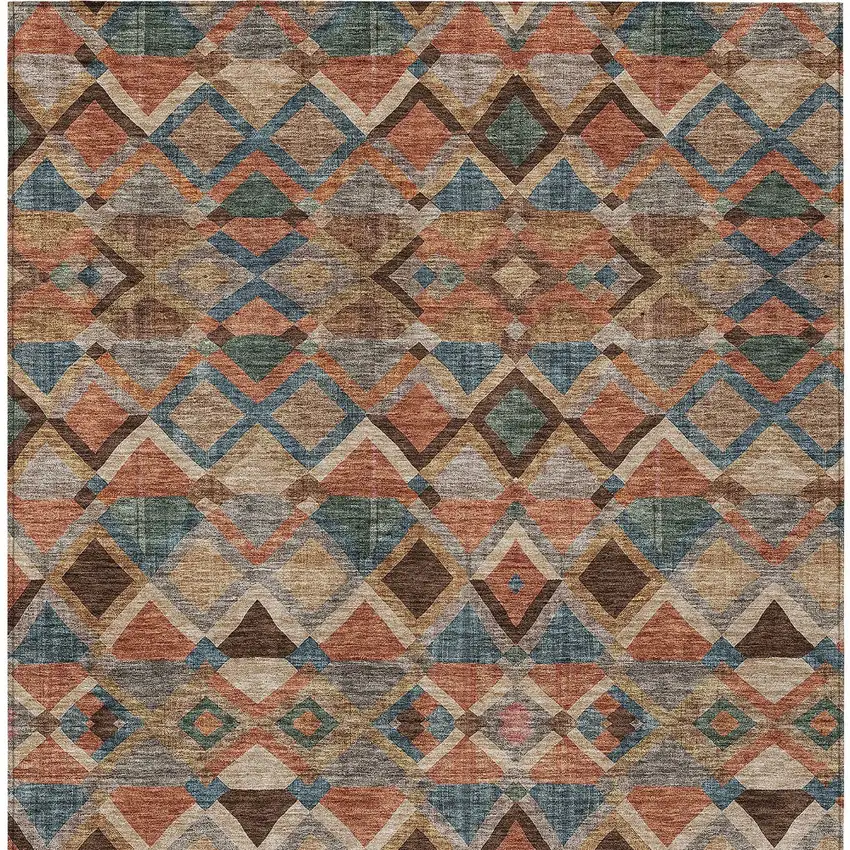 Brown Gray And Tan Geometric Washable Indoor Outdoor Area Rug Photo 7