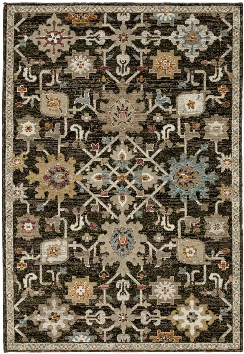 Brown Gray And Tan Oriental Area Rug Photo 2