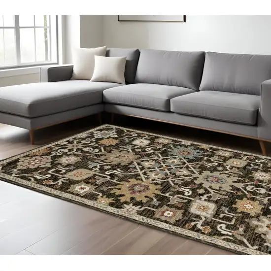 Brown Gray And Tan Oriental Area Rug Photo 1