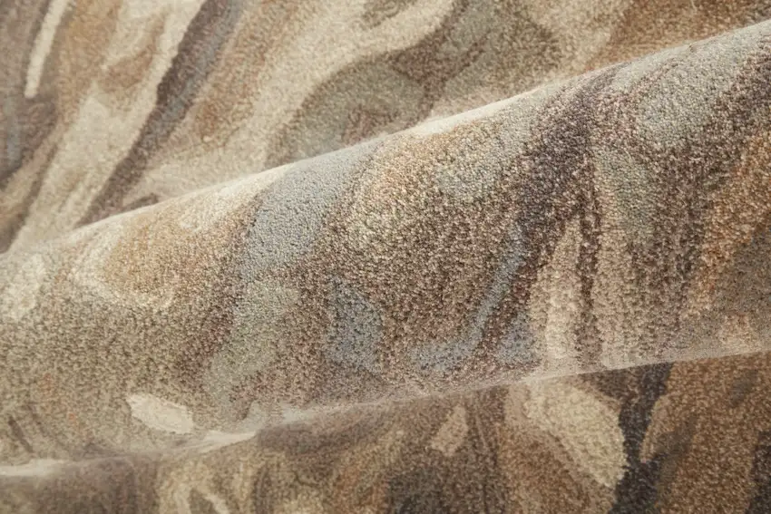 Brown Gray And Tan Wool Abstract Tufted Handmade Stain Resistant Area Rug Photo 9