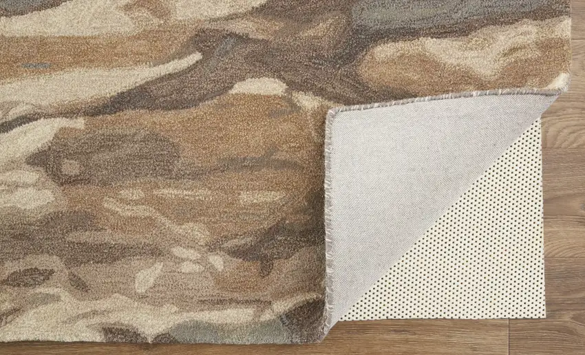 Brown Gray And Tan Wool Abstract Tufted Handmade Stain Resistant Area Rug Photo 8