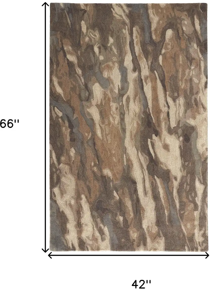 Brown Gray And Tan Wool Abstract Tufted Handmade Stain Resistant Area Rug Photo 10