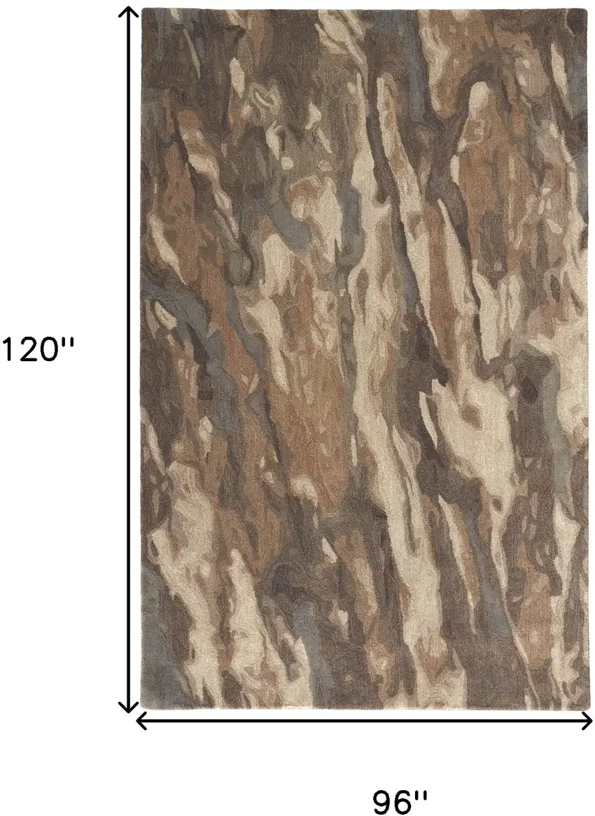 Brown Gray And Tan Wool Abstract Tufted Handmade Stain Resistant Area Rug Photo 10