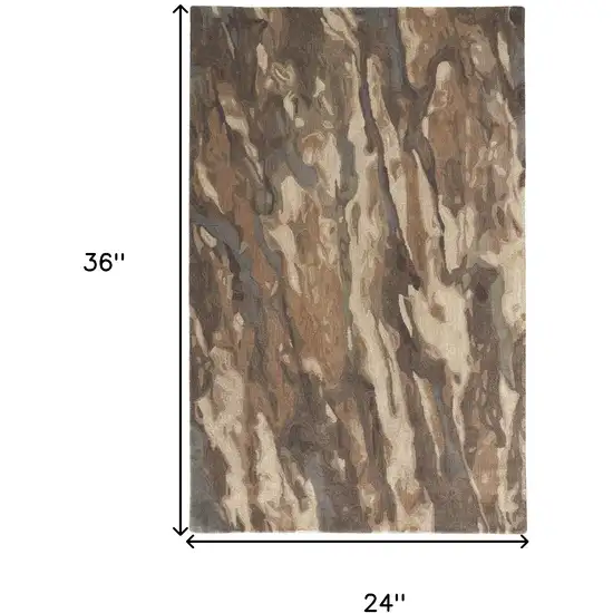 Green and Ivory Wool Abstract Hand Tufted Area Rug Photo 3