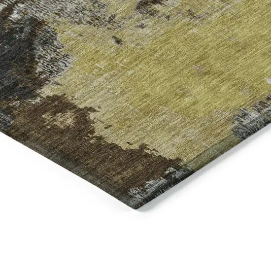 Brown Gray And Taupe Abstract Washable Indoor Outdoor Area Rug Photo 9