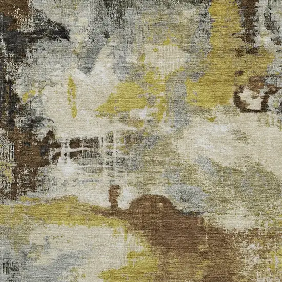 Brown Gray And Taupe Abstract Washable Indoor Outdoor Area Rug Photo 6