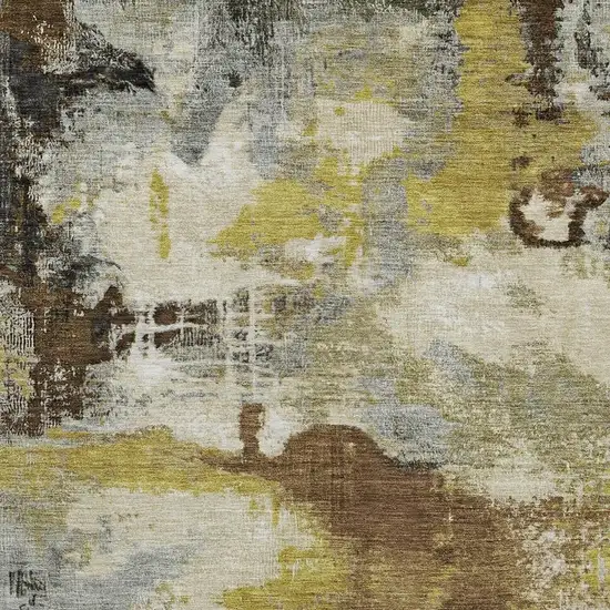 Brown Gray And Taupe Abstract Washable Indoor Outdoor Area Rug Photo 3