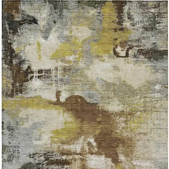 Brown Gray And Taupe Abstract Washable Indoor Outdoor Area Rug Photo 9