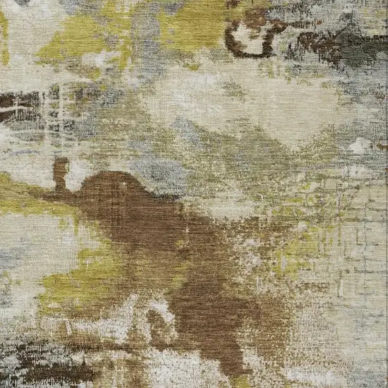 Brown Gray And Taupe Abstract Washable Indoor Outdoor Area Rug Photo 3