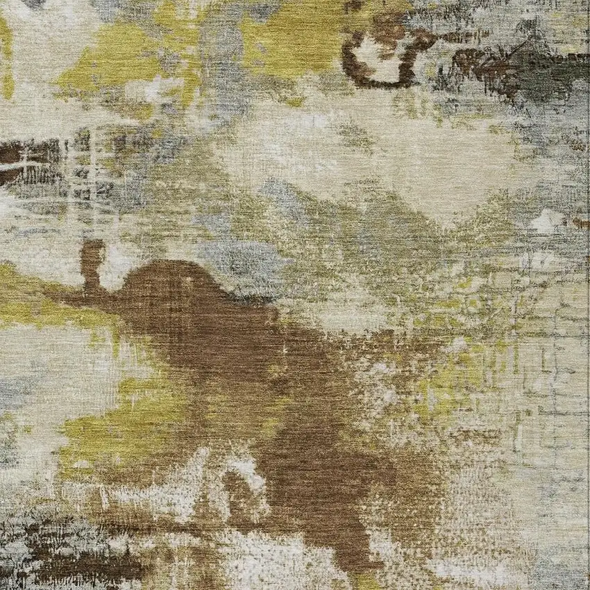 Brown Gray And Taupe Abstract Washable Indoor Outdoor Area Rug Photo 3