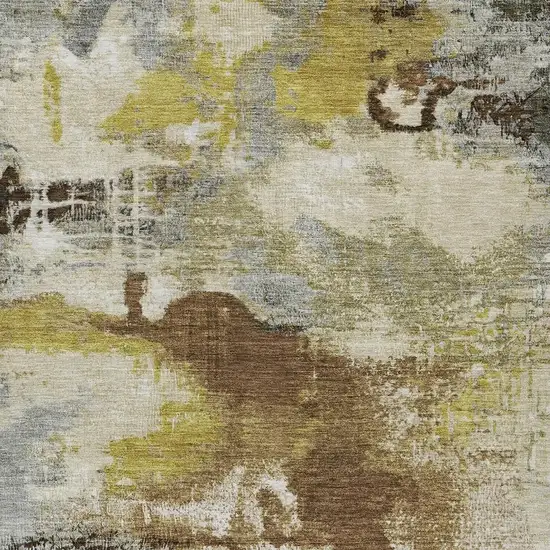 Brown Gray And Taupe Abstract Washable Indoor Outdoor Area Rug Photo 3