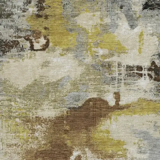 Brown Gray And Taupe Abstract Washable Indoor Outdoor Area Rug Photo 3
