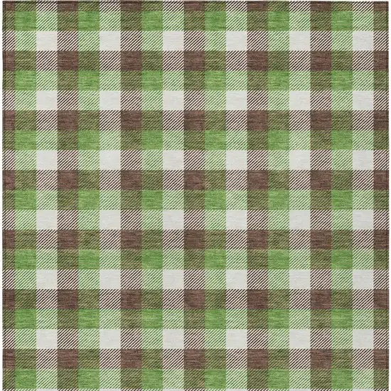 Brown Green And Beige Plaid Washable Indoor Outdoor Area Rug Photo 5