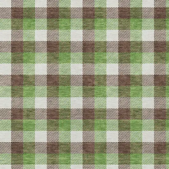 Brown Green And Beige Plaid Washable Indoor Outdoor Area Rug Photo 4
