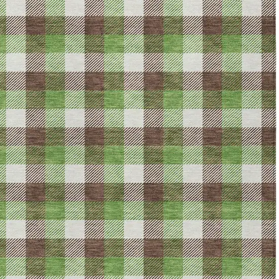 Brown Green And Beige Plaid Washable Indoor Outdoor Area Rug Photo 4