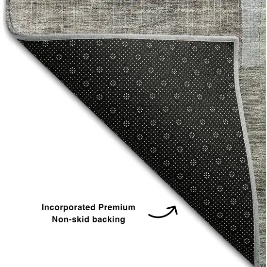 Brown Green And Blue Abstract Washable Area Rug With UV Protection Photo 6