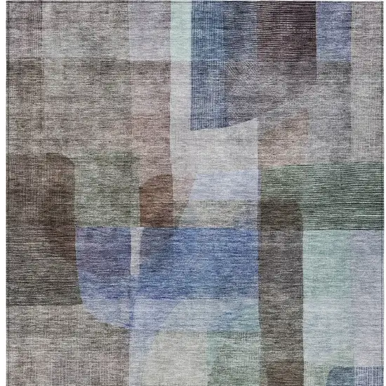 Brown Green And Blue Abstract Washable Indoor Outdoor Area Rug Photo 5