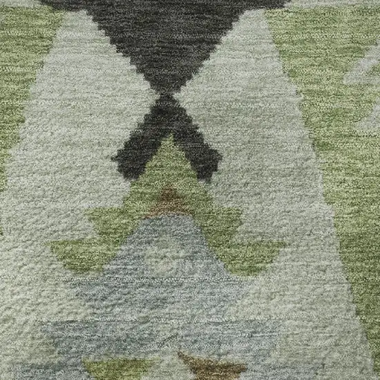 Brown Green And Charcoal Tribal Washable Area Rug With UV Protection Photo 8