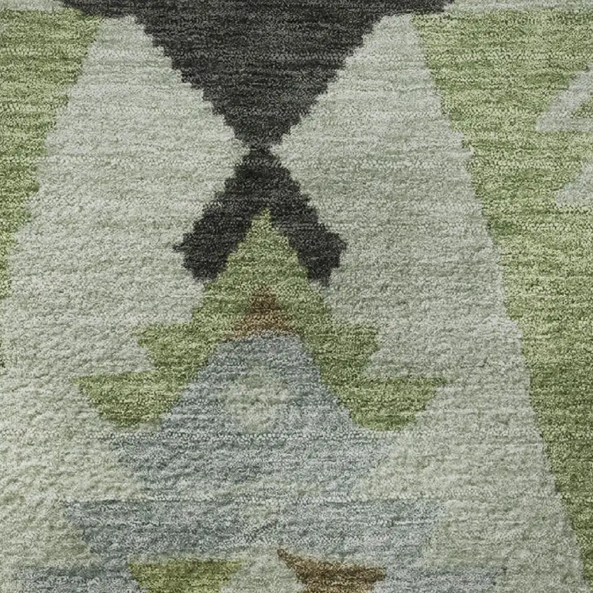 Brown Green And Charcoal Tribal Washable Area Rug With UV Protection Photo 8