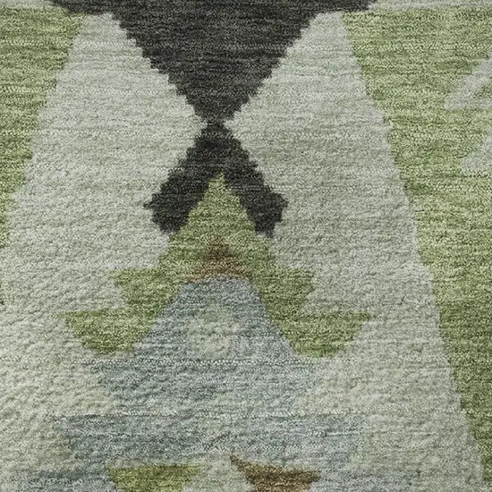Brown Green And Charcoal Tribal Washable Area Rug With UV Protection Photo 9