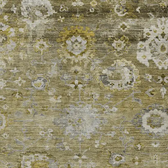 Brown Green And Gray Floral Washable Indoor Outdoor Area Rug Photo 5