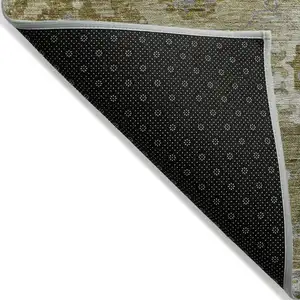 Photo of Brown Green And Gray Floral Washable Indoor Outdoor Area Rug