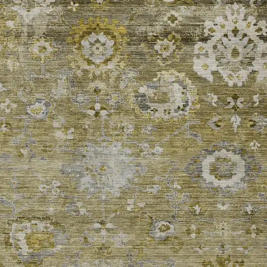 Brown Green And Gray Floral Washable Indoor Outdoor Area Rug Photo 5