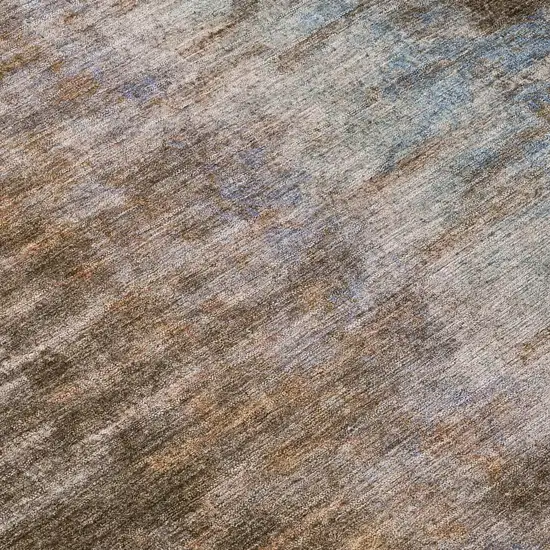 Brown Green And Ivory Abstract Washable Indoor Outdoor Area Rug Photo 7