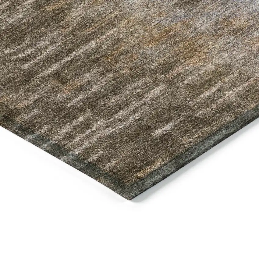 Brown Green And Ivory Abstract Washable Indoor Outdoor Area Rug Photo 6