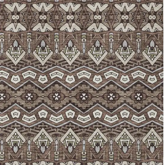 Brown Green And Ivory Moroccan Washable Indoor Outdoor Area Rug Photo 7