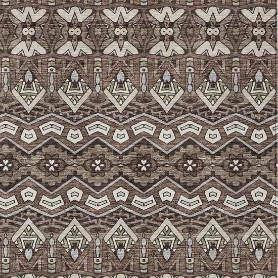 Brown Green And Ivory Moroccan Washable Indoor Outdoor Area Rug Photo 7