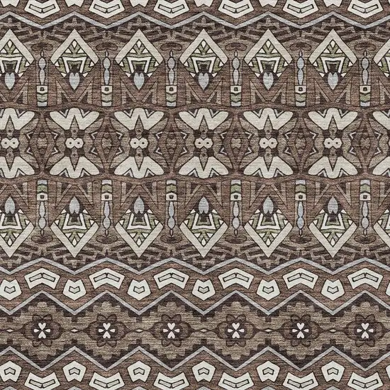 Brown Green And Ivory Moroccan Washable Indoor Outdoor Area Rug Photo 7