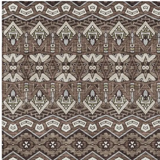 Brown Green And Ivory Moroccan Washable Indoor Outdoor Area Rug Photo 7