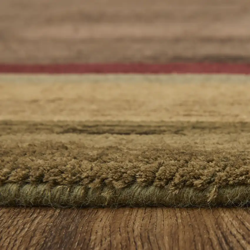 Brown Green And Red Striped Hand Knotted Area Rug Photo 7