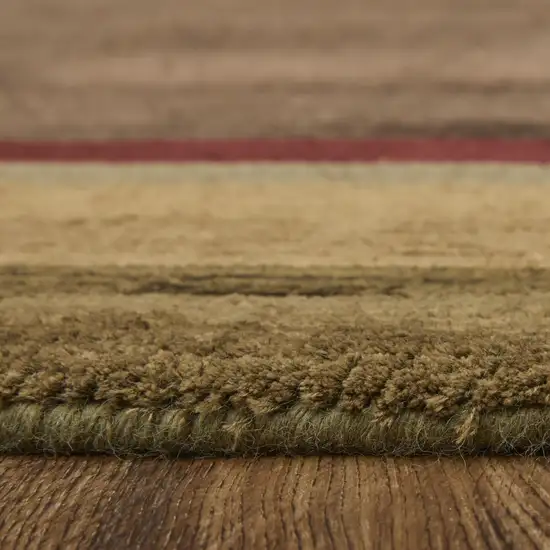 Brown Green And Red Striped Hand Knotted Area Rug Photo 7