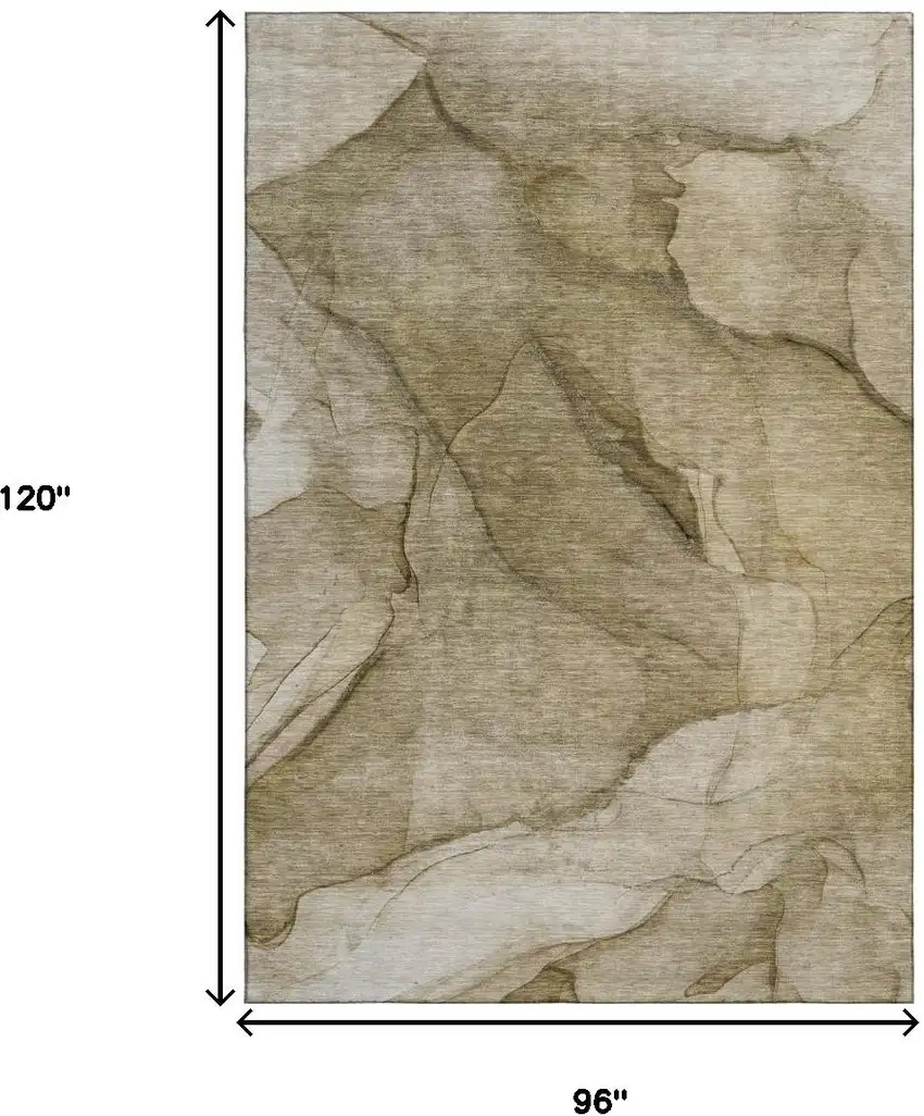 Brown Ivory And Beige Abstract Washable Area Rug With UV Protection Photo 9