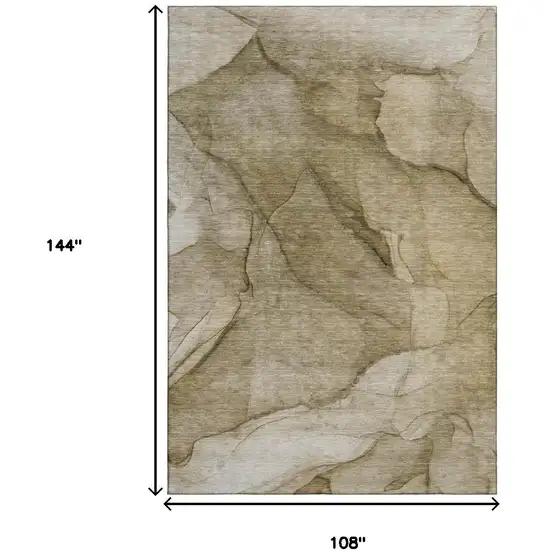 Brown Ivory And Beige Abstract Washable Area Rug With UV Protection Photo 7