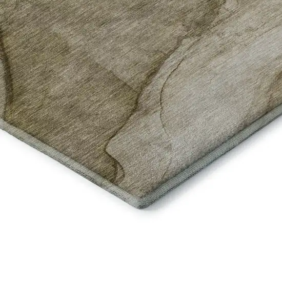 Brown Ivory And Beige Abstract Washable Area Rug With UV Protection Photo 9