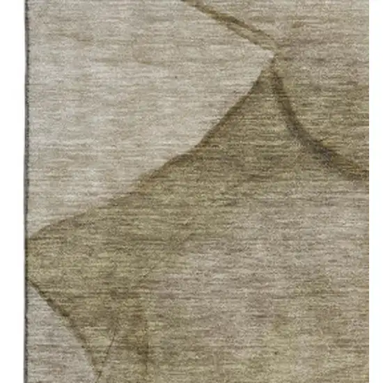 Brown Ivory And Beige Abstract Washable Area Rug With UV Protection Photo 8