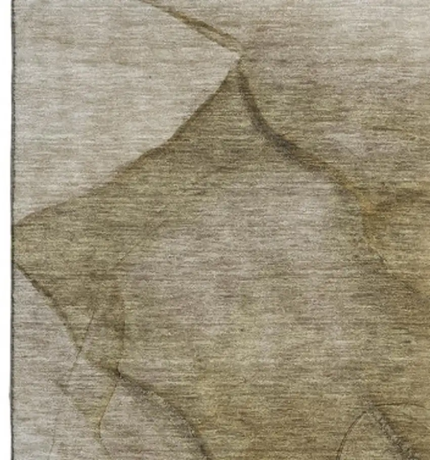 Brown Ivory And Beige Abstract Washable Area Rug With UV Protection Photo 9