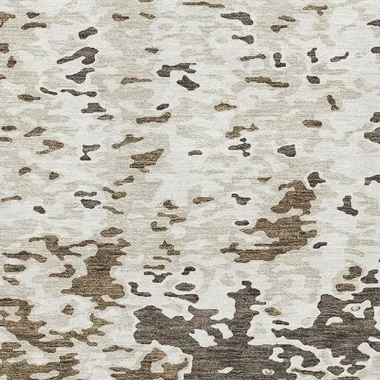 Brown Ivory And Beige Abstract Washable Area Rug With UV Protection Photo 3