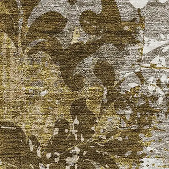 Brown Ivory And Beige Damask Washable Area Rug With UV Protection Photo 2