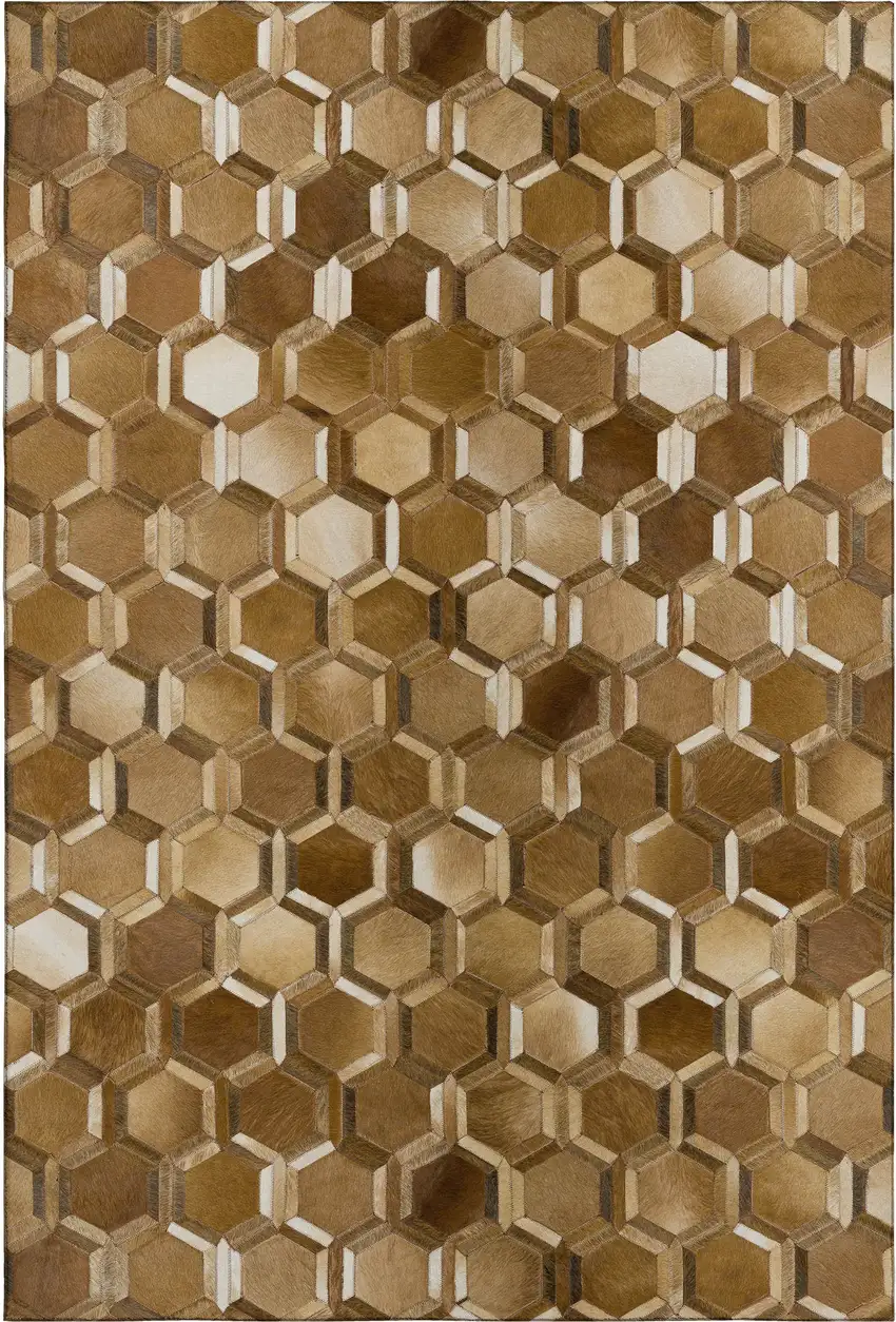 Brown Ivory And Beige Geometric Washable Area Rug With UV Protection Photo 2