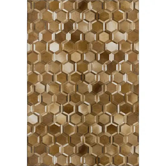Brown Ivory And Beige Geometric Washable Area Rug With UV Protection Photo 2