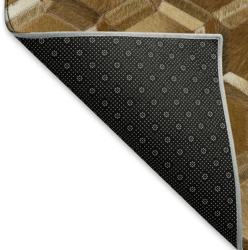 Brown Ivory And Beige Geometric Washable Area Rug With UV Protection Photo 6